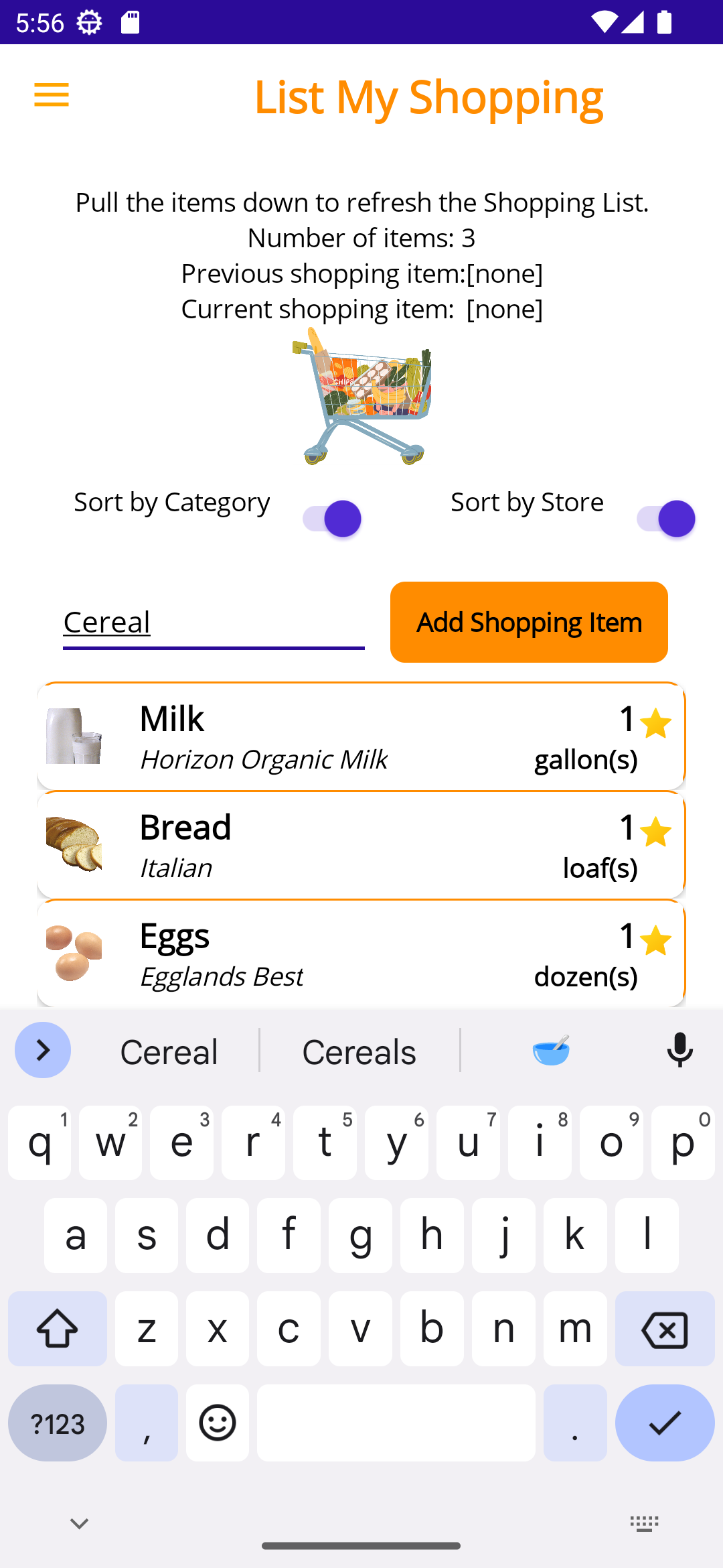 Adding an Item